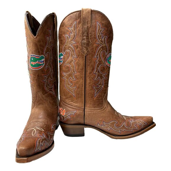 Florida Gators Vaccari Western Cowboy Boots Mens Size 10.5 NWT Leather Sold Out - Picture 1 of 12